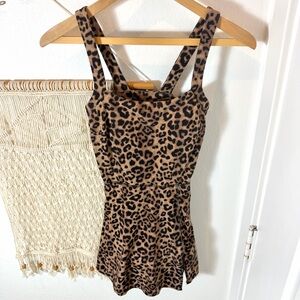 Joylab Leopard Print Tank Romper Tennis Workout Dress Brown & Black Lululemon 🐆